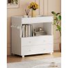 Baby Changing Table Dresser with 2 Drawers & Open Shelf - Modern White Nursery Dresser, Diaper Changing Station with Lock-Free Design, Non-Wood Durable, Easy Assembly for Kids Room, Nursery, Baby Room Storage Organizer