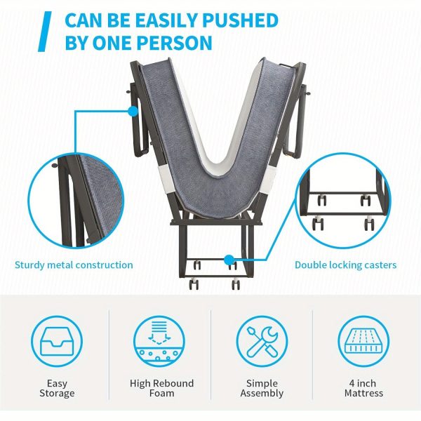 product-open-b22efbc25637493ab6ad7ae37a1b4dda-goods Folding Bed with 4 Inch Memory Foam Mattress, Single Rollaway Bed for Guests, Space Saving Portable Bed with Lockable Wheels, Easy Assembly& Moving, 75 x 31(Standard)