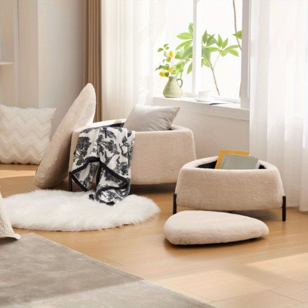 product-open-b26960cc6d724ebb9b33a9941258f82a-goods-1 29.9"Wide 2 - Piece Upholstered Storage Ottoman Set Footrest Shoe Changing Stool with Metal Legs, Faux Fur Foot Stool Coffee Side Table With Reversible Lid for Living Room Bedroom Entryway. Light Camel