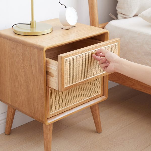 product-open-b26fff3644c0484fa838625ea1d5fe55-goods Pure Solid Wood Bedside Cabinet Modern Easy Nightstands North America Oak Bedside Cabinet Nordic Bedroom Solid Oak Storage Cabinet 15.75inch