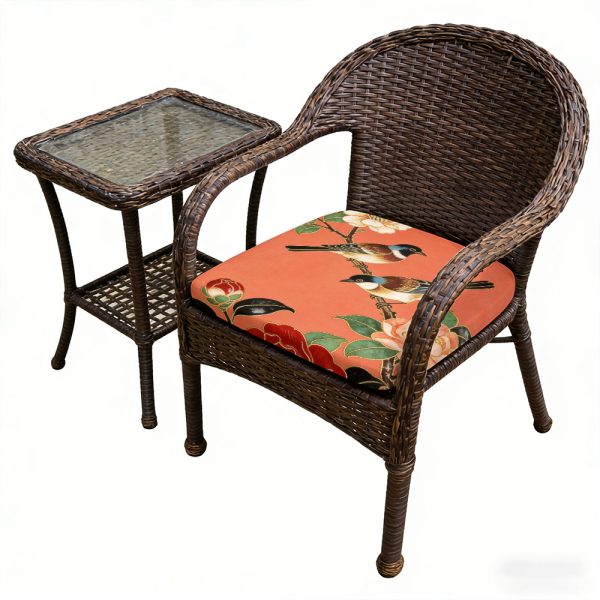 product-open-b2b9b979200140b2a74c7f92d1f782c2-goods 1pc New Chinese-Style Meticulous Flower-And-Bird Paintings Pattern Leisure Seat Cushions, Indoor And Outdoor Seat Cushions, Back Cushions, Size 19.7 X 17.7 X 1.57 Inches, Suitable for Garden Chairs