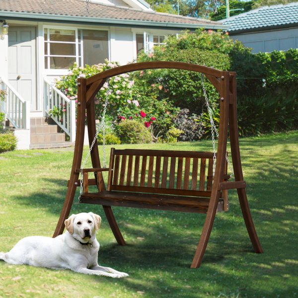 product-open-b2d0a2aee7894711a23781befa19d5eb-goods Wooden Swing, 4.7ft, Carbonized Finish, Simple Design, with 5.5mm Chain, 880.00lbs