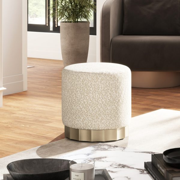 product-open-b3357eef3941432c941ab5c7901fdf49-goods Hampton 18' Round Upholstered Ottoman with Scalloped Base Speckled Egg Beige Chenille