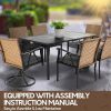 product-open-b3453cf4bb224180a407299b2d4b1d56-goods Andehomy 7pcs Patio Dining Set with 6 Chairs And 1 Table, Outdoor Dining Set with 2 Wicker Swivel Patio Dining Chairs with Cushions & Black, Rectangular Woodgrain Metal Dining Table with 1.75" Umbrella Hole, Black & Brown