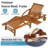 product-open-b3666ded79944a0ab50236e1f8bb5245-goods U_Style 2-Pack 77.5' Outdoor Lounge Chairs, Acacia Wood Frame, Cushioned, Adjustable Backrest And Leg Rest, Headrest And Retractable Side Tray, Perfect for Patio, Pool, Garden, Beach