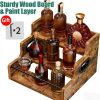 Solid Wood Liquor Bottle Display Shelf, Coffee Syrup Rack Organizer, 3 Step Countertop Liquor Wine Rack, Bar, Liquor Cabinet, Home Bar Shelf Stand for Liquor Whiskey, Spirits, Spice Rack
