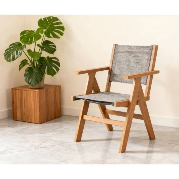 product-open-b45e5036cff64b1785fb63becb6deaa6-goods Teak-Colored Lounge Chair Ideal for Year-Round Use: This Outdoor Lounge Chair Is Constructed from Durable HIPS Material And Features 304 Stainless Steel Additions