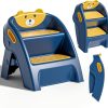 Toddler Step Stool, Foldable 2-Step Kids Stool with Non-Slip Design And Handle, Multipurpose Step Stool for Bathroom Sink, Kitchen, Bedroom, Counter