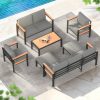 product-open-b46ee06f977e4885b4c73ecd76aa66e6-goods Modern 4/5/7pcs Metal Patio Furniture Set, Outdoor Conversation & Pub Table Set with Coffee Table for Porch, Balcony and Sunroom, Gray