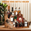 Solid Wood Liquor Bottle Display Shelf, Coffee Syrup Rack Organizer, 3 Step Countertop Liquor Wine Rack, Bar, Liquor Cabinet, Home Bar Shelf Stand for Liquor Whiskey, Spirits, Spice Rack