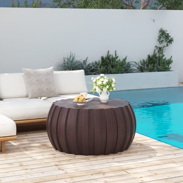 product-open-b58903d0a3d04b84a6682857c26fe975-goods 35.43' Modern Waterproof Coffee Table Durable MgO Cement Design Indoor and Outdoor Compatible Brown