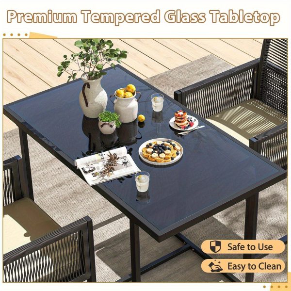 product-open-b5917b4369474447b5d9924ae1dfe503-goods LIFEZEAL 3pcs Patio Dining Set, Outdoor Space-Saving PE Wicker Bistro Set with Cushions, Patio Tempered Glass Top Table and Chairs Set for Porch, Garden and Backyard