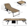 Outsunny 2pcs Folding Chaise Lounge with 5-Level Reclining Back, Outdoor Tanning Chair with Reading Face Hole, Outdoor Lounge Chair with Side Pocket And Headrest for Beach, Yard, Patio, Beige