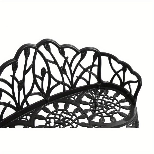 [Heavy-Duty Outdoor Bench] Heavy-Duty Cast Aluminum Outdoor Bench with Elegant Black Wrought Iron-Like Design - Heavy-Duty Garden, Patio, Park Bench - All-Weather & Rustproof - Sturdy Curved Backrest & Footrest - Easy Assembly for Deck, Lawn, Front Porch - Modern Outdoor Furniture with Butterfly Patterns - Smooth Edges for - Comfortable & Stable - Durable Cast Aluminum - Black