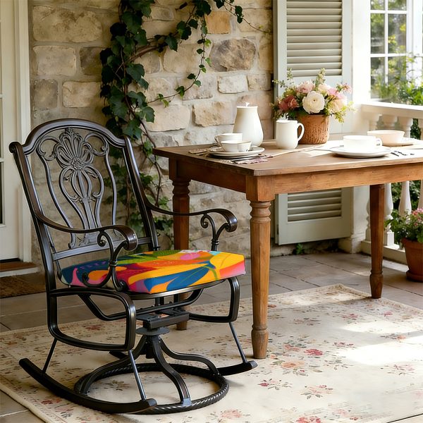 product-open-b616792af9a24b548a5195b392ebdce7-goods 1pc Memphis-Style Flowers Pattern Leisure Seat Cushions, Indoor And Outdoor Seat Cushions, Back Cushions, Size 19.7*17.7*1.57inch, Suitable for Garden Chairs, Office Chairs And Floor Seats. Soft And Comfortable