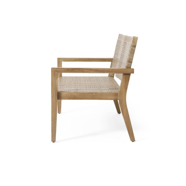 product-open-b629ce02e63e4dac93c0ec5649d8d380-goods Urban Rustic Outdoor Wicker And Acacia Wood Loveseat, Light Multibrown And Light Brown, 34'' H X 5'' X 27.25'' D