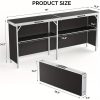 Bonnlo 78 Inch Mobile Bar Table with 2 Tier Shelves Portable Bar Table with Black Skirt for Outdoor Events Party Camping Picnic Mobile Bartending Station Black/ White/ Natural Garden Patio Dining Tables