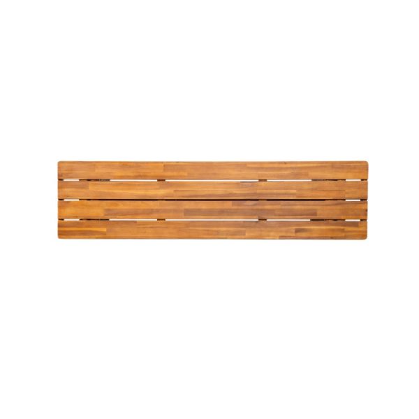 product-open-b7390e6f3bef4acd9f57a8ec31c1043a-goods Outdoor 1pc Acacia Wood Bench, Teak Finish+ Grey Wicker