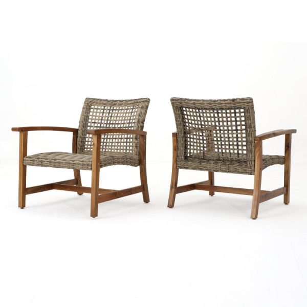 product-open-b76eea38821e4f88bf3fa25395684744-goods Outdoor Acacia Wood Wicker Club Chairs with Acacia Wood Frame, 2pcs Set