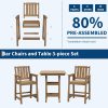 2026 New Courtyard Dining Tables And Chairs, All-Weather HDPE Patio Bar Stools Set of 2 - Tall Chairs with Armrests, Ergonomic Wide Back And Seat, Outdoor Bar Furniture for Balcony, Garden, Poolside - Black (2 Sheets/Box)