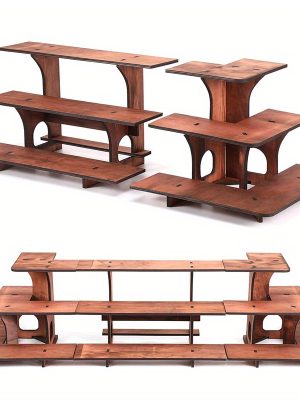 Wooden Display Step Stool 3 Tier Ladder Shelf, Portable, for Retail Countertops, Crafts Exhibition, Farmers Market, Trade Shows, Vendor Booths, Display Stand for Collectibles, Vendor Displays for Craft Shows, Wooden Display Stand