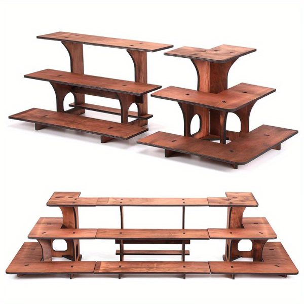 Wooden Display Step Stool 3 Tier Ladder Shelf, Portable, for Retail Countertops, Crafts Exhibition, Farmers Market, Trade Shows, Vendor Booths, Display Stand for Collectibles, Vendor Displays for Craft Shows, Wooden Display Stand