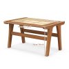 product-open-b8a51c7913144a1d8238e017f7d0e465-goods Ottoman Footstool, Natural Teak Wooden Foot Rest W/ Handwoven Rattan for Living Room Bedroom Office, 14" H, Indoor