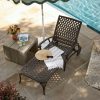 product-open-b9899d19dd4546aba99b8504003abb5c-goods Andehomy Cast Aluminum Outdoor Lounge Chair on Wheels, Patio Recliner with Adjustable Backrest in 3 Positions, Perfect for Poolside Relaxation, Bronze And White Color