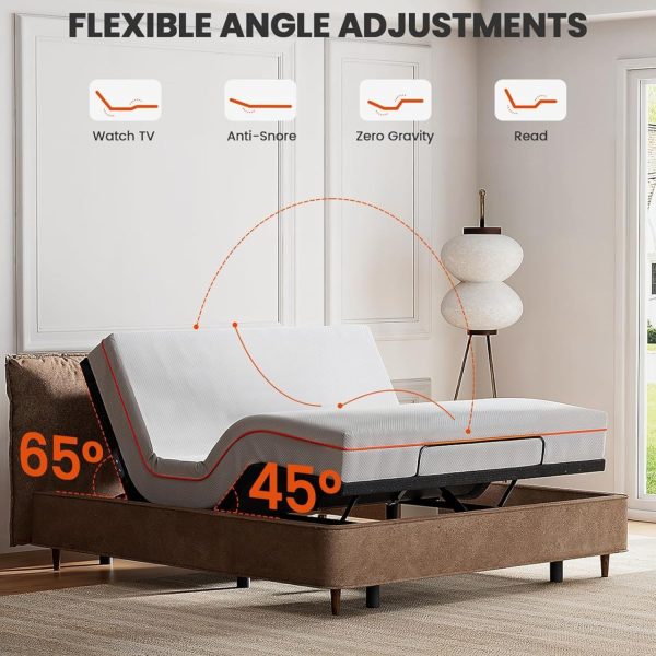 product-open-b9a6d4bb590d49f6b34af2b9c71840c3-goods Adjustable Bed Frame with Massage, Head And Foot Incline, Wireless Remote, 4 Built-In USB Ports, LED Night Light, 4 Height-Adjustable Legs, Electric Bed Base, Christmas Gifts