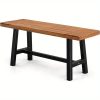 product-open-b9bda089c55d473889bab658638151bd-goods Outdoor Bench Measuring 63 Inches by 58 Inches, Featuring Metal Legs And a Rustic Wooden Design, Suitable for Both Indoor And Outdoor Dining on Porches Or Patios