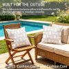 Outdoor Pillows 2pcs Set with Insert Hand-Drawn Beige Abstract Link Pattern Decorative Outdoor Cushion, 17.72inch Square Throw Pillow for Patio, Garden, Sofa, Bed, Breathable Fabric Cover with Hidden Zipper, Weather-Resistant