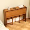 product-open-b9fd88abfe4b452fb9d692f78207d198-goods Bamboo Folding Desk, Laptop Desk with Storage Shelf Writing Desk Vanity Table Small Computer Table Space Saving Workstation for Home Office Dark Brown