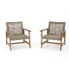 product-open-ba3e1cfb5f1b4f12992c0bf75f1c27d6-goods Outdoor Acacia Wood Wicker Club Chairs with Acacia Wood Frame, 2pcs Set