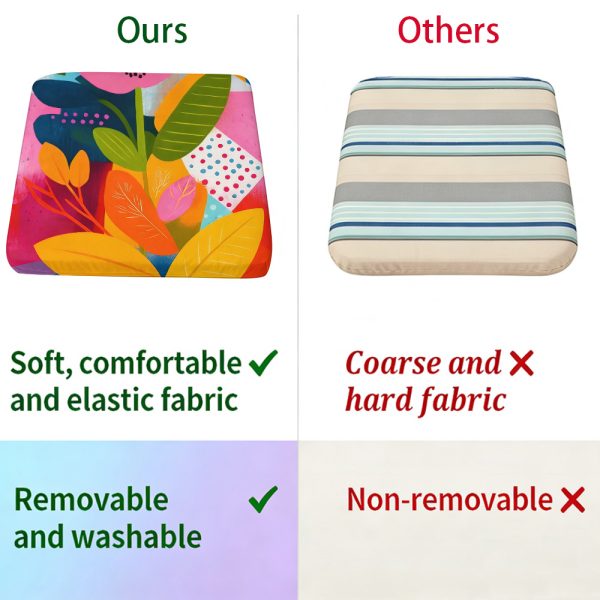 product-open-bb37d13efb204d3485b9ba10f3303381-goods 1pc Memphis-Style Flowers Pattern Leisure Seat Cushions, Indoor And Outdoor Seat Cushions, Back Cushions, Size 19.7*17.7*1.57inch, Suitable for Garden Chairs, Office Chairs And Floor Seats. Soft And Comfortable