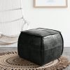 Leather Ottoman, Handmade Stuffed Square Ottoman, Genuine Leather Pouf, Foot Rest Pouf, Comfortable Soft Seating for Living Room& Bedroom(Brown, Black, Grey, Square)