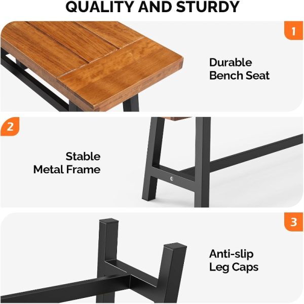 product-open-bbae7e286e684497b94593a5322f3d96-goods Outdoor Bench Measuring 63 Inches by 58 Inches, Featuring Metal Legs And a Rustic Wooden Design, Suitable for Both Indoor And Outdoor Dining on Porches Or Patios
