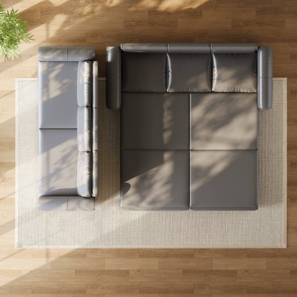 product-open-bbc4ef1e395c45acb38329cb9eeefeb8-goods Modern Convertible Sofa Bed 93.7' Space-Saving Sleeper with Pull-Out Design Three-Seater Leather Folding Transformable Durable Luxurious Suitable Adjustable Backrest Plush Cushions Cozy for Living Room