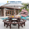 product-open-bc03dde252db4980b0bfb8d2561bcb19-goods 8-Person Round Wooden Picnic Table with Umbrella Hole, Wood Outdoor Dining Set with 4 Built-In Benches for Garden, Patio And Backyard