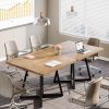 product-open-bc504a78c2bd4806900400b7b13f6d0b-goods 31.5' Square Conference Table, Industrial Office Meeting Table for 4 People, Business Podcast Furniture with Metal Base for Small Spaces, Office Conference, Natural