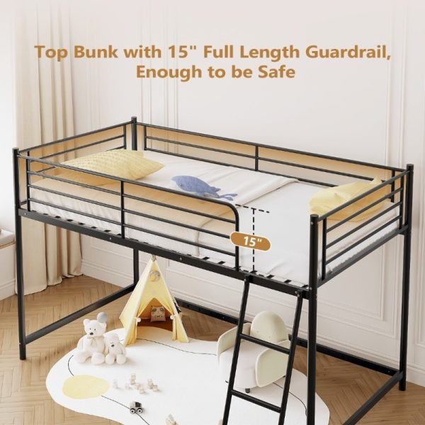 product-open-bc5a7f970e0040a097954f378bbf25c4-goods Loft Bed for Kids | Heavy-duty Iron Frame, 350LBS Weight Capacity, Space Saving Design for Small Rooms & Low Ceilings, Movable Ladder, - JOYMOR