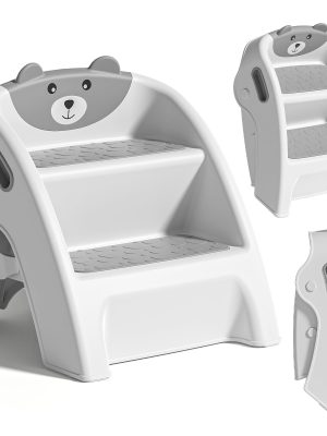 Toddler Step Stool, Foldable 2-Step Kids Stool with Non-Slip Design And Handle, Multipurpose Step Stool for Bathroom Sink, Kitchen, Bedroom, Counter