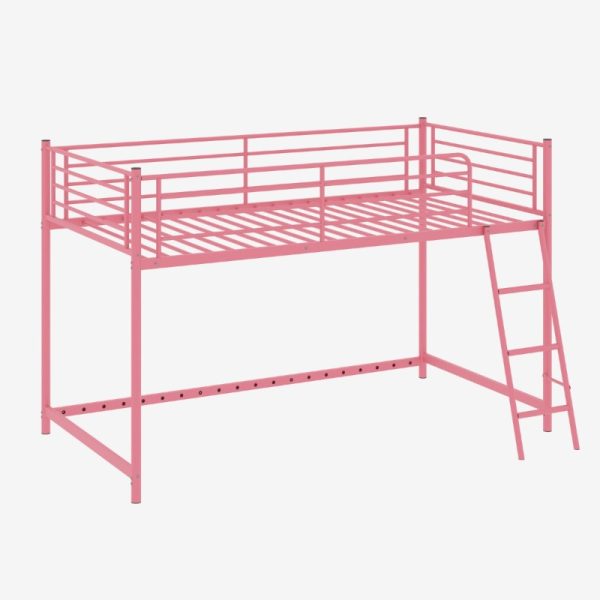 product-open-bce19140611f4365a0e9e485c58286b3-goods Loft Bed for Kids | Heavy-duty Iron Frame, 350LBS Weight Capacity, Space Saving Design for Small Rooms & Low Ceilings, Movable Ladder, - JOYMOR