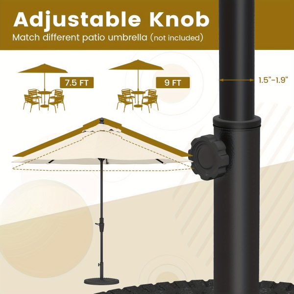 product-open-bd784984068a4386b4c137284b8165ea-goods LIFEZEAL 30lbs Umbrella Base, Heavy Duty Outdoor Umbrella Holder for Balcony, Backyard, Poolside, Market, Pole Freestanding, Classic Round Umbrella Standing with Removable Stem and Tightening Knob, Bronze
