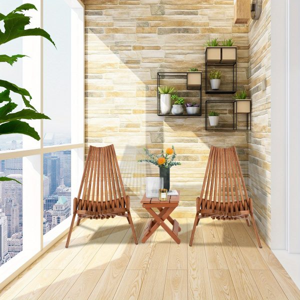 Rowan Wood, Original Wood Color, Stave Splicing, Folding Wooden Single Chair