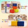 product-open-bdd7de7400c240d6b0097e039d5119d6-goods COSTWAY 6pcs Modular Butterfly Stools Set with Soft Foam Seats & PU Cushioned Covers - Lightweight Stackable Stools, 10" Height, 5.5" Square Base, Vibrant Colors (, Green, Yellow, Red, Purple) for Home, Preschool, Daycare, Classroom - Durable