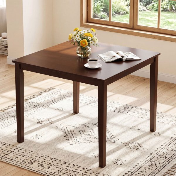 product-open-be27e345139540f1854b666c2a94b4dd-goods 5pcs Dining Table Set for 4, Square Kitchen Table with 4 Armless Chairs, Padded Seat And Curved Back, Rubber Wood Legs, Space-Saving Dinette Table Set for Dining Room, Breakfast Nook