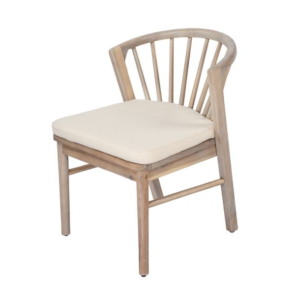 product-open-be664e65974249c7bd2f891b4fb2f77c-goods Outdoor Dining Chairs Set of 2, Acacia Wood Patio Chairs with Cream Washable Cushion, for Backyard, Poolside, Garden, Light White