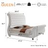 product-open-be6c119c201b4a3f921bc97203c89039-goods Luxurious Velvet Upholstered Sleigh Bed with Elegantly Scrolled Headboard and Footboard, Featuring a Button-Tufted Base, Box Spring Not Needed