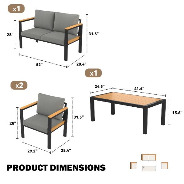 product-open-beca1f0f99564a239e8afedbe3d3139b-goods Modern 4/5/7pcs Metal Patio Furniture Set, Outdoor Conversation & Pub Table Set with Coffee Table for Porch, Balcony and Sunroom, Gray