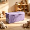 3-Grid Storage Organizer, Extra-Large Foldable Sturdy Basket with Mesh Pockets, 40 Inches Size, Pink Purple Grey Kids Container, Holiday Gift for Multi-Scene